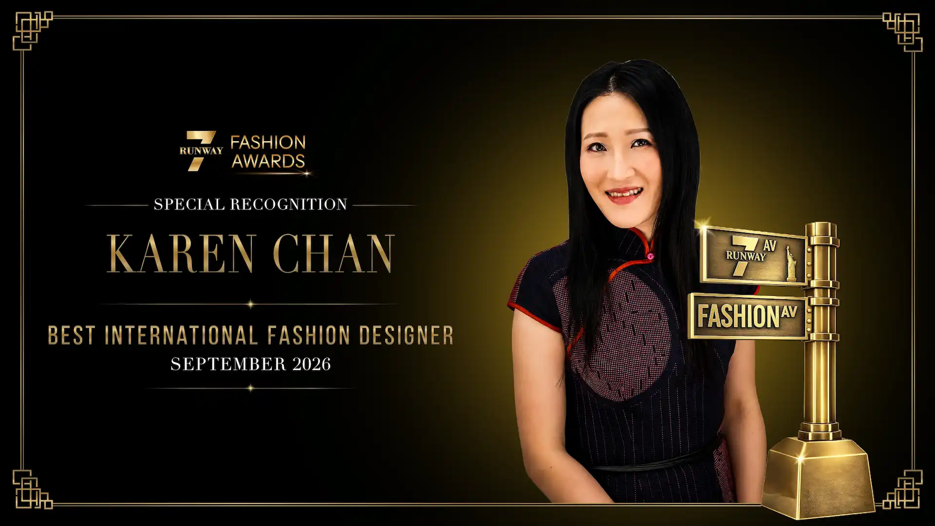 Karen Chan to Be Honored as Best International Fashion Designer at Runway 7 Fashion Awards 2026