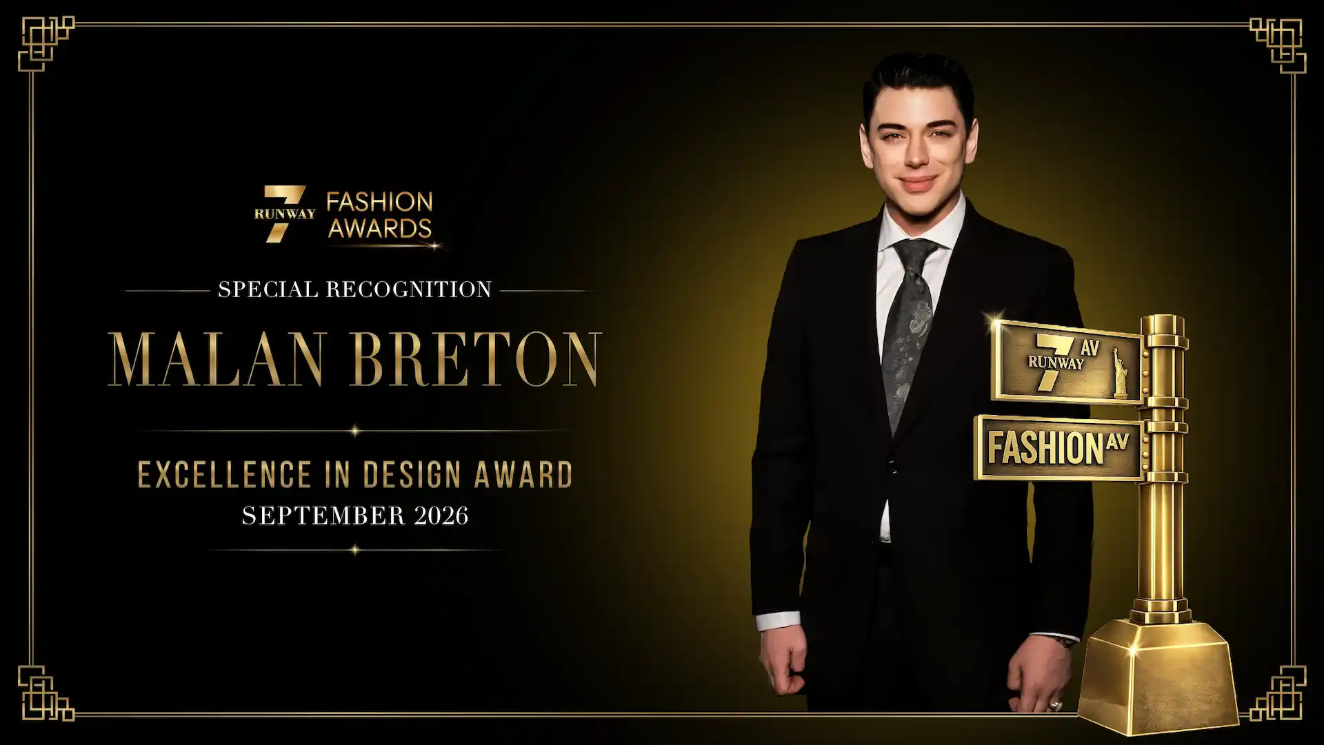 Malan Breton to Receive the Excellence in Design Award at the Runway 7 Fashion Awards 2026