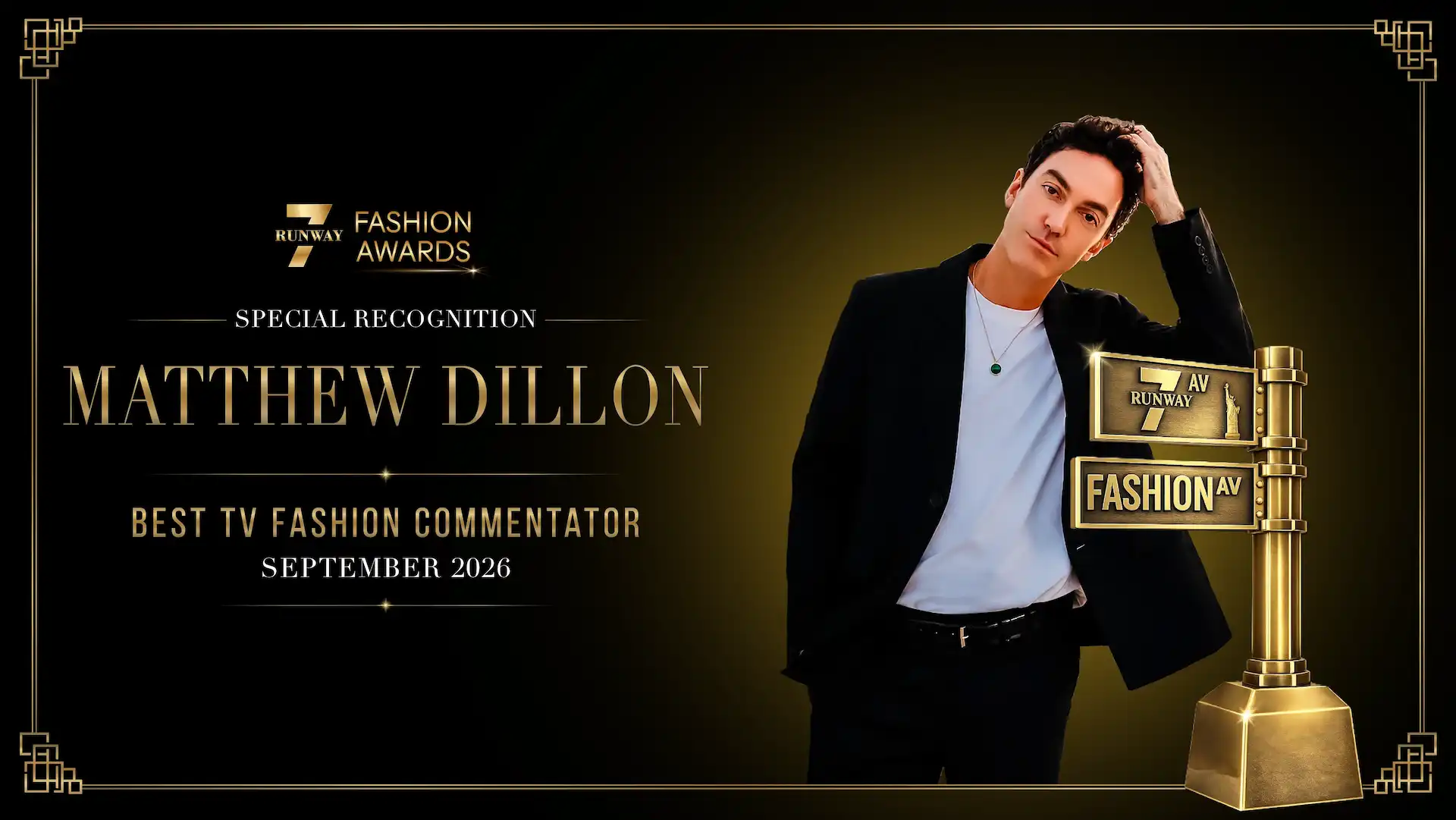 Matthew Dillon Named Best TV Fashion Commentator at the Runway 7 Fashion Awards 2026